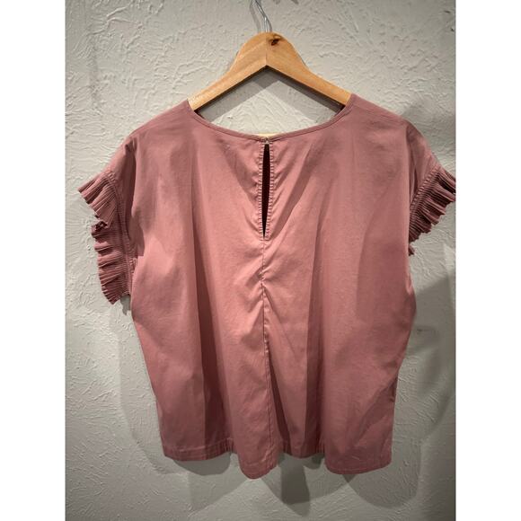 Express Mauve Blouse Pleated Cap Sleeve Size XL - Picture 5 of 6